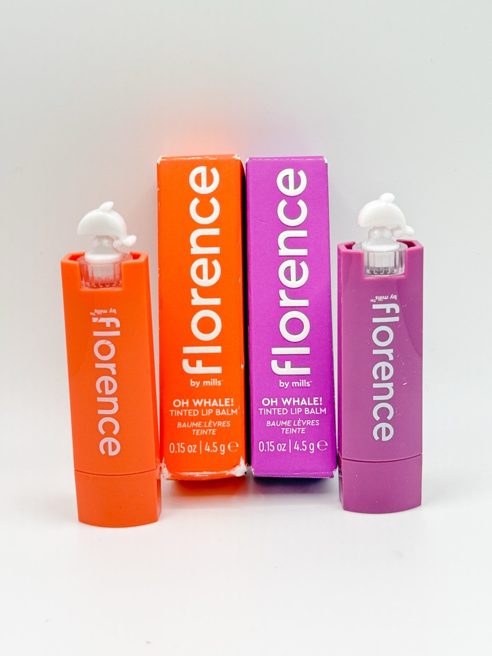 Florence by Mills Oh Whale! Tinted Lip Balm Duo Peach & Plum Gift Set NIB